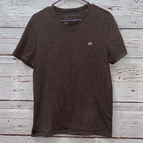 Banana Republic Mens Brown V-Neck Tee - Picture 1 of 4